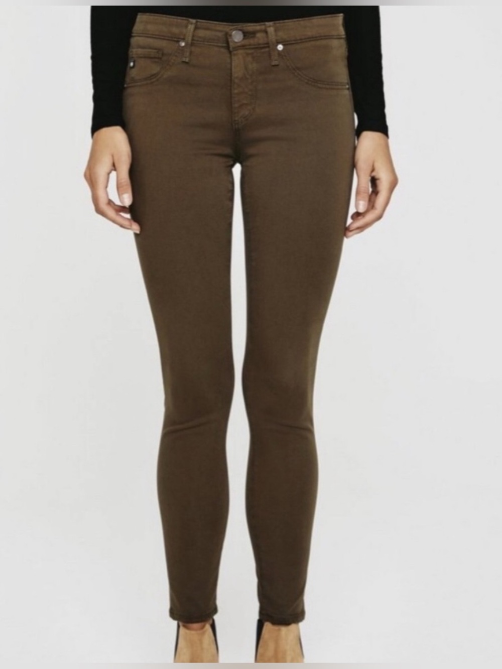 AG Adriano Goldschmied “The Farrah Skinny” High-Rise stretch Jeans in Grey 25R